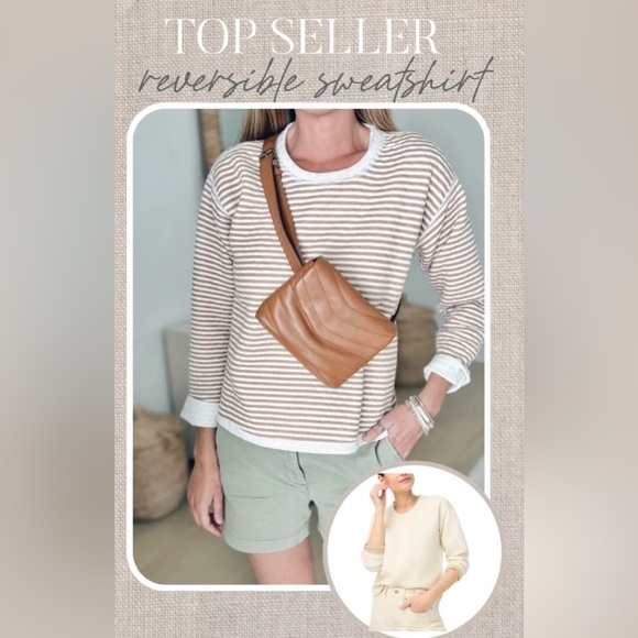 J. Crew Top Seller Reversible Quilted Pullover Crewneck Sweater Sweatshirt Large - Picture 3 of 5